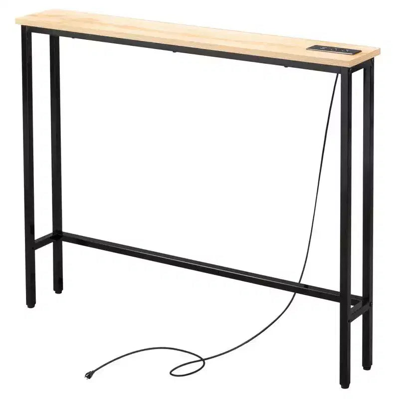 Table d'entrée marron rouille 1 pièce en fer Triamine 100*15*79cm avec prises
