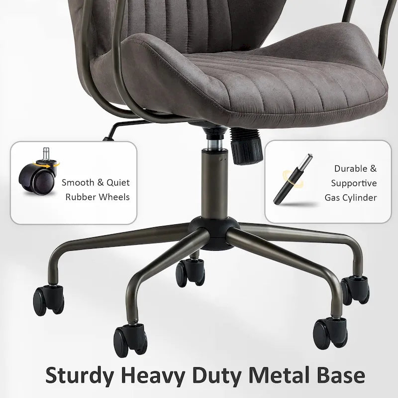 Sedia da ufficio ergonomica in pelle scamosciata Sedia da scrivania Supporto lombare