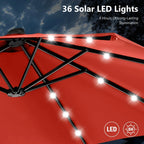 MAISON ARTS Ombrellone rettangolare da esterno a manovella con doppia falda da 4,5 metri, con luci a LED solari e base inclusa