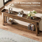 Table de canapé à 2 niveaux Lantine avec 3 tiroirs, console de 180 cm avec chicane surélevée et étagères de rangement pour salon, couloir, entrée