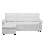 Divano componibile convertibile reversibile con letto estraibile, chaise longue con contenitore nascosto e gambe durevoli