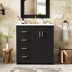Mobile bagno singolo da 76 cm con lavabo, armadietto e 3 cassetti – Nero / Blu / Verde / Indaco / Bianco