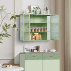 Pensile Okak Modern a 2 ante con 3 ripiani e ante in vetro per ingresso/sala da pranzo/soggiorno/cucina