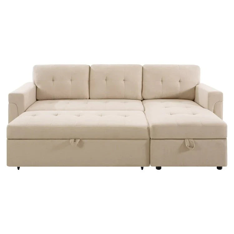 Divano sezionale reversibile con letto estraibile, chaise longue con contenitore nascosto, gambe durevoli,
