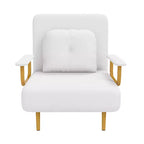 Canapé-lit pliant 3-en-1 convertible en fauteuil - Dossier réglable sur 5 positions avec oreiller, lit d'appoint peu encombrant pour salon, chambre et bureau (Blanc)