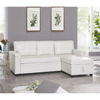 Divano componibile convertibile reversibile con letto estraibile, chaise longue con contenitore nascosto e gambe durevoli