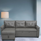 Divano sezionale reversibile con letto estraibile, chaise longue con contenitore nascosto, gambe durevoli,