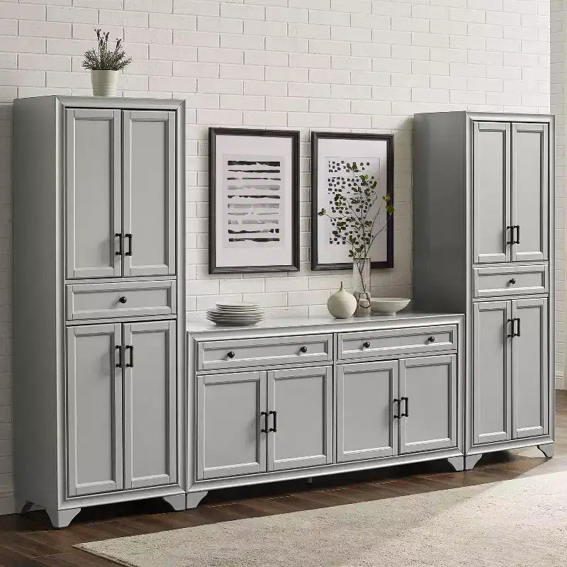 Set Tara 3 pezzi Madia e Dispensa Effetto Invecchiato - Crosley
