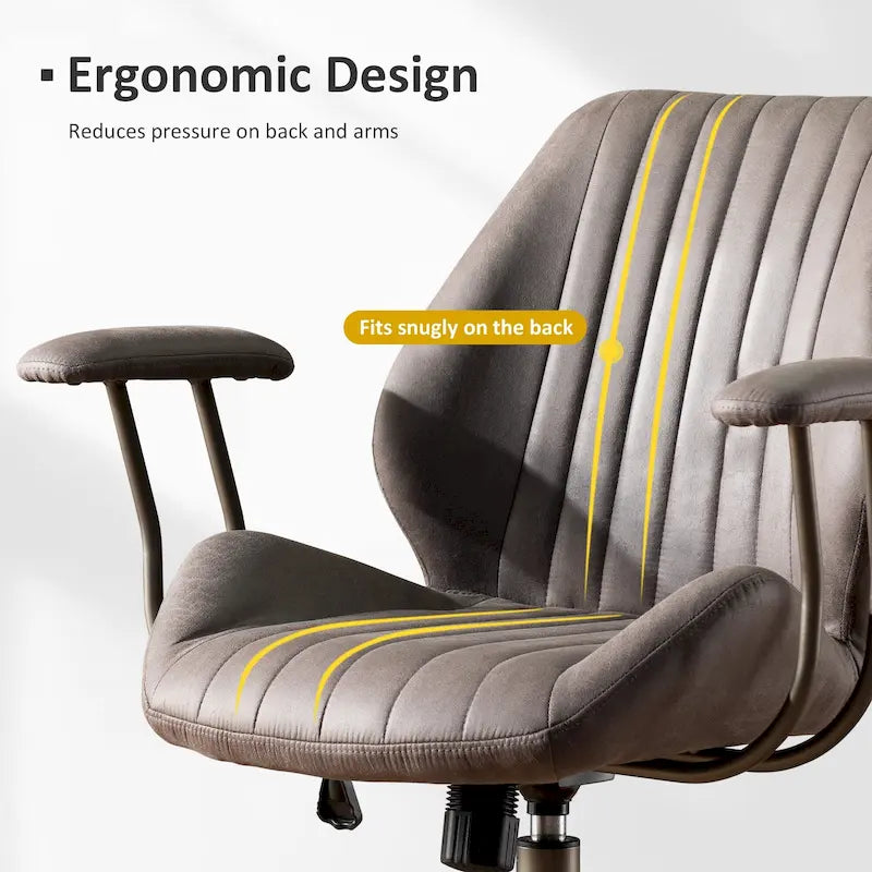Sedia da ufficio ergonomica in pelle scamosciata Sedia da scrivania Supporto lombare