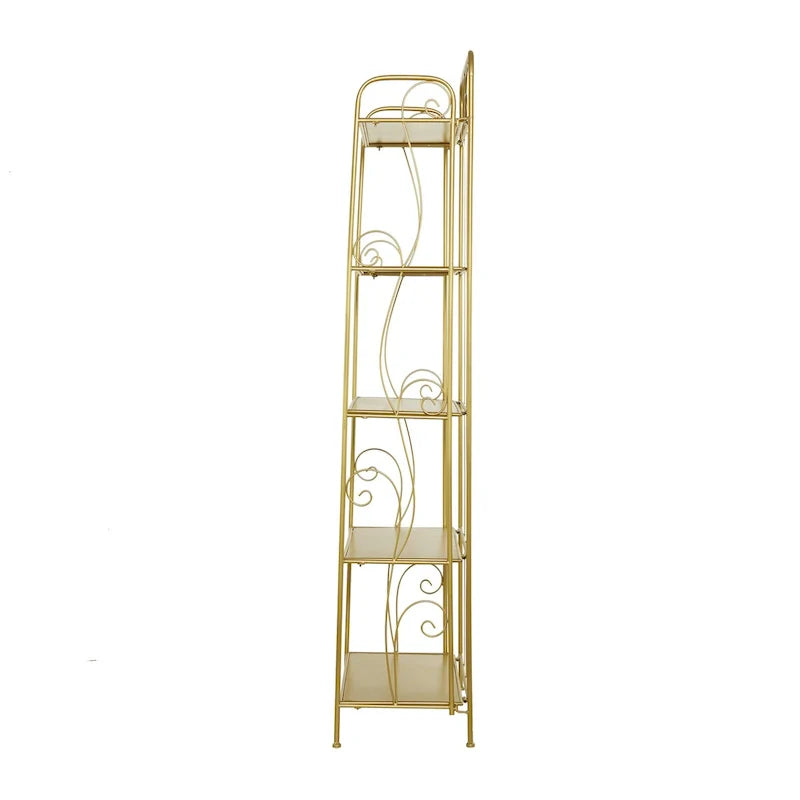 Scaffale pieghevole alto a 5 ripiani in metallo a spirale per interni ed esterni - Oro o Bianco - Roche River Decor