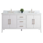 Mobile lavabo doppio Vanity Art 72 per bagno con piano in marmo composito
