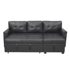Divano componibile convertibile reversibile con letto estraibile, chaise longue con contenitore nascosto e gambe durevoli