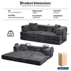 Canapé-lit convertible 5-en-1 80.7 – Côtelé, 1200 lbs, Aucun assemblage requis