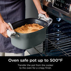 Ciotola multifunzione da 8,5 litri, con 8 funzioni in 1: Slow Cooker, Forno Olandese, Vaporiera, Coperchio in Vetro, Cucchiaio Integrato, Pentola Adatta al Forno fino a 260°C