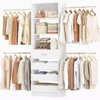 Besiost Sistema Organizer per Armadio in Legno 4-9 piedi con 4 Cassetti, 4 Aste Appendiabiti e Torri Scaffale