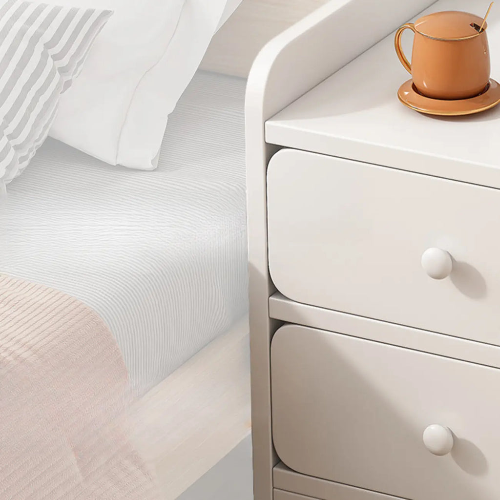 Comodino Semplice Bianco in Legno Naturale a 2 Cassetti