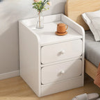 Comodino Semplice Bianco in Legno Naturale a 2 Cassetti