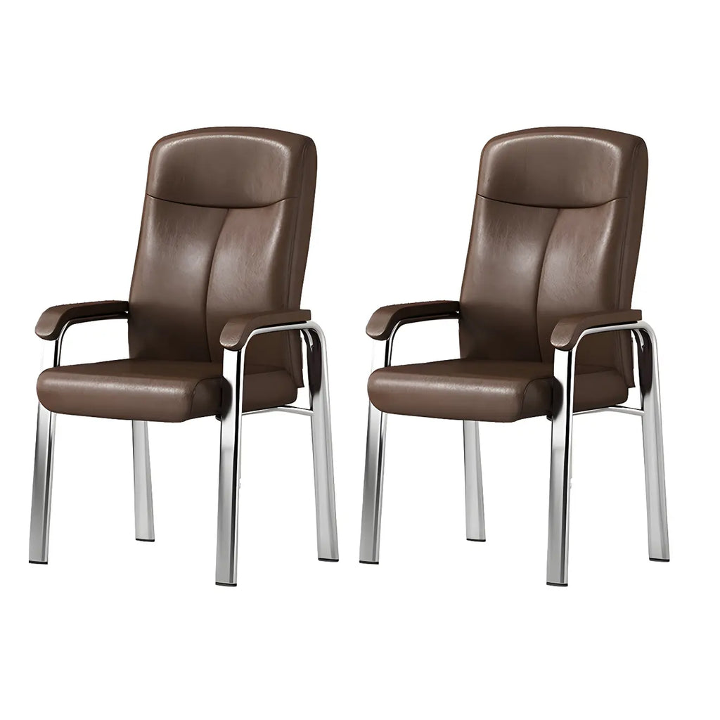 Sedia da ufficio HomeyFad moderna in pelle e metallo a 4 gambe con braccioli