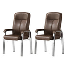 Sedia da ufficio HomeyFad moderna in pelle e metallo a 4 gambe con braccioli