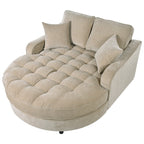 Divano Letto Chaise Longue in ciniglia, Divano Imbottito con Schienale Trapuntato e 2 Cuscini Rimovibili per Soggiorno