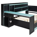 Letto a Giorno Gamer Hub con Scrivania, Luci RGB, Stazione di Ricarica, Cassetti e Testiera Libreria