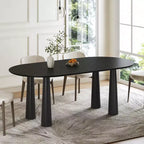 Dovelina 67 Table à manger ovale en bois à 4 pieds Table de cuisine moderne pour 6 personnes