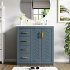 Mobile bagno singolo da 76 cm con lavabo, armadietto e 3 cassetti – Nero / Blu / Verde / Indaco / Bianco