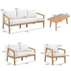 Christopher Knight Home Sunny Set Salotto Moderno a 5 Pezzi in Acacia con Tavolo Rettangolare a Doghe e 7 Posti