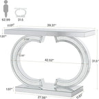 Console da Tavolo Argentata, Tavolino d'Ingresso con Specchio da 99 cm per Ingresso
