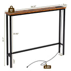 Table d'entrée marron rouille 1 pièce en fer Triamine 100*15*79cm avec prises