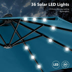 MAISON ARTS Ombrellone rettangolare da esterno a manovella con doppia falda da 4,5 metri, con luci a LED solari e base inclusa