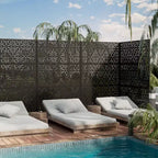 MAYEERTY Divisorio per ambienti, motivo Francis Rice, in lamiera zincata nera, 72x47x2 pollici, set da 3 pezzi