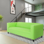 Divano a 3 posti in stile Mid-Century Modern, similpelle, struttura in legno massello, imbottito