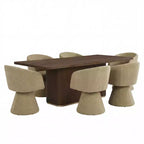 Christopher Knight Home Yodsak Set da Pranzo Moderno a 7 Pezzi in Legno e Metallo con Sedie Girevoli a 180