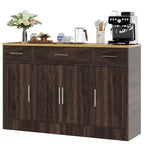 Mobile Buffet Celebalcony con Contenitore, Grande Mobile Contenitore da Cucina da 53,4 pollici con 3 Cassetti e 4 Ante, Ripiano Regolabile per Cucina, Soggiorno