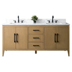 Mobile lavabo doppio Vanity Art 72 per bagno con piano in marmo composito