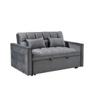 Divanetto futon moderno in velluto con schienale reclinabile e tasche, 2 posti – Grigio scuro / Grigio chiaro / Blu / Nero