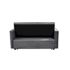Divanetto futon moderno in velluto con schienale reclinabile e tasche, 2 posti – Grigio scuro / Grigio chiaro / Blu / Nero
