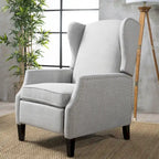Poltrona reclinabile a spinta con schienale ad ali, imbottita, stile classico, complemento per soggiorno