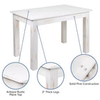 Flash Furniture Tavolo da Pranzo Rettangolare Rustico in Pino Massiccio 46 x 30