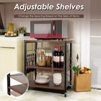 Scaffale da Cucina a 3 Livelli Costway, Carrello per Forno a Microonde con Gancio