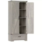 HOMCOM Credenza a 2 Ante da Cucina, Mobile Dispensa Alto con 2 Ante Scorrevole, Ripiani Regolabili e Cassetto