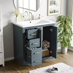 Mobile bagno singolo da 76 cm con lavabo, armadietto e 3 cassetti – Nero / Blu / Verde / Indaco / Bianco