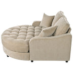 Divano Letto Chaise Longue in ciniglia, Divano Imbottito con Schienale Trapuntato e 2 Cuscini Rimovibili per Soggiorno