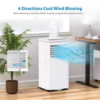 Climatiseur portable 10 000 BTU, Climatiseur de maison avec télécommande pour pièce jusqu'à 42 m², fonctions 3-en-1/minuterie 24h/roulettes