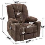 Poltrona Reclinabile Power Lift con Massaggio e Calore, Poltrone Reclinabili Larghe Imbottite Lazy Boy con USB, Porte Type C e 2 Portabicchieri in Acciaio