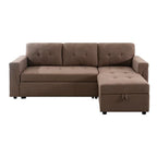 Divano sezionale reversibile con letto estraibile, chaise longue con contenitore nascosto, gambe durevoli,