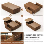51.1 Tavolino da caffè Mid-Century Modern con piano sollevabile, tavolino rettangolare in noce per soggiorno