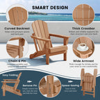 Polytrends Laguna Sedia Adirondack Pieghevole da Esterno per Patio Resistente allo Sbiadimento e alle Intemperie