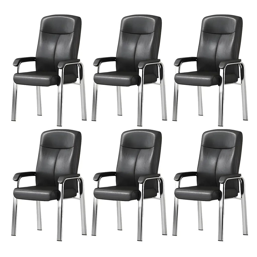 Sedia da ufficio HomeyFad moderna in pelle e metallo a 4 gambe con braccioli